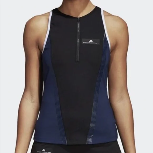 Adidas by Stella McCartney Barricade Black and Navy Tank Top - Picture 3 of 3